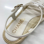 Chanel CC Logo Leather Gladiator Espadrille Sandals — view 8