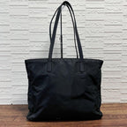 Prada Nylon Triangle Plate Logo Shoulder Tote Black — view 2
