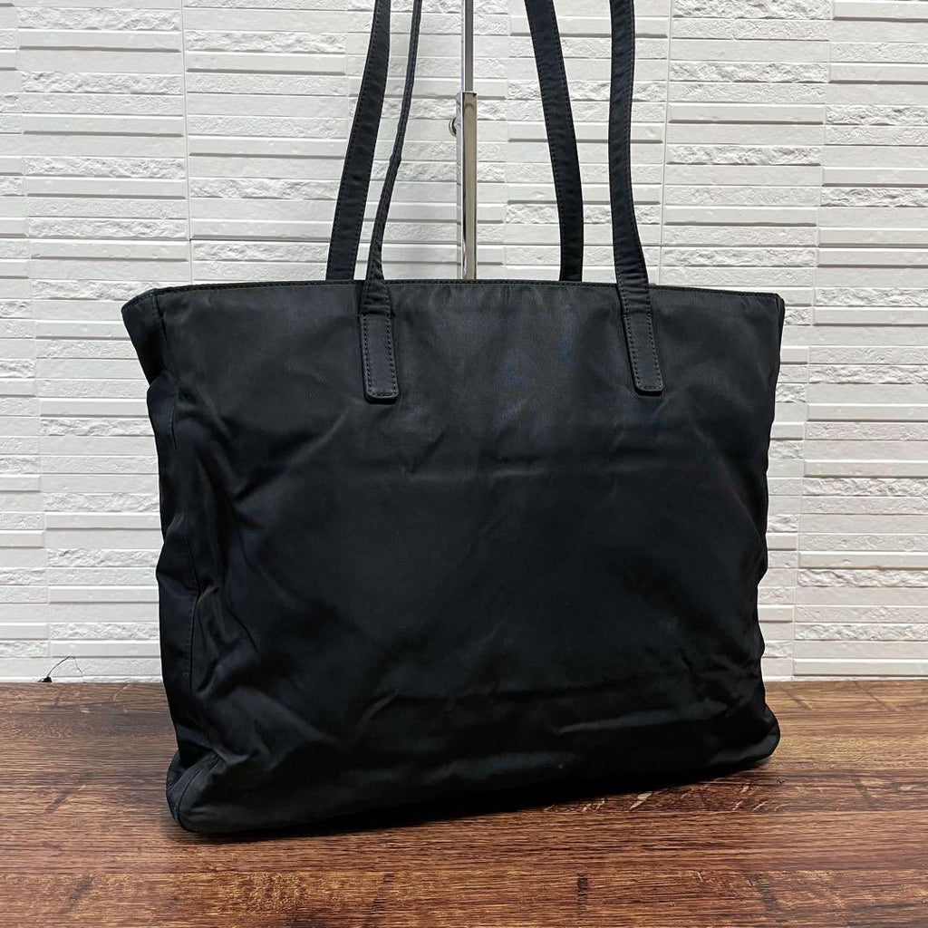 Prada Nylon Triangle Plate Logo Shoulder Tote Black — view 3