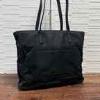 Prada Nylon Triangle Plate Logo Shoulder Tote Black — view 3