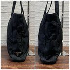 Prada Nylon Triangle Plate Logo Shoulder Tote Black — view 4