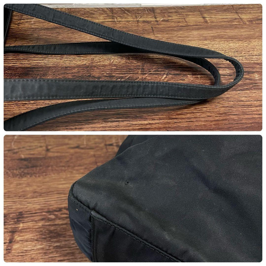 Prada Nylon Triangle Plate Logo Shoulder Tote Black — view 9