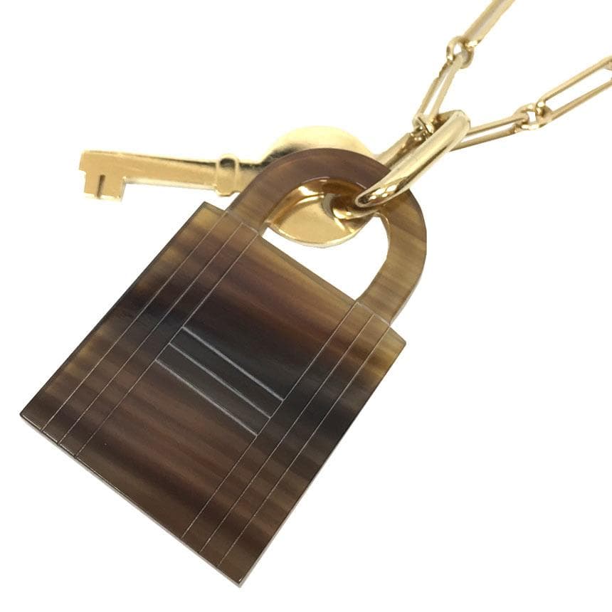 Hermes Necklace Cadenas & Keys Shape Amulet Padlock GM Aq9069 — view 3