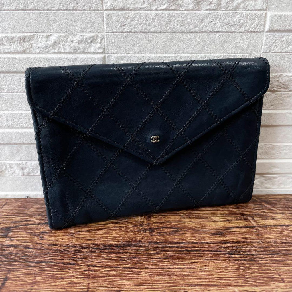 Chanel Lambskin Bicolor Quilted Card Case Mini CC Logo Black