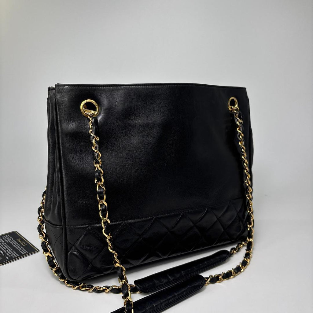 Chanel Lambskin Shoulder Bag Gold Black — view 3
