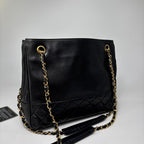 Chanel Lambskin Shoulder Bag Gold Black — view 3
