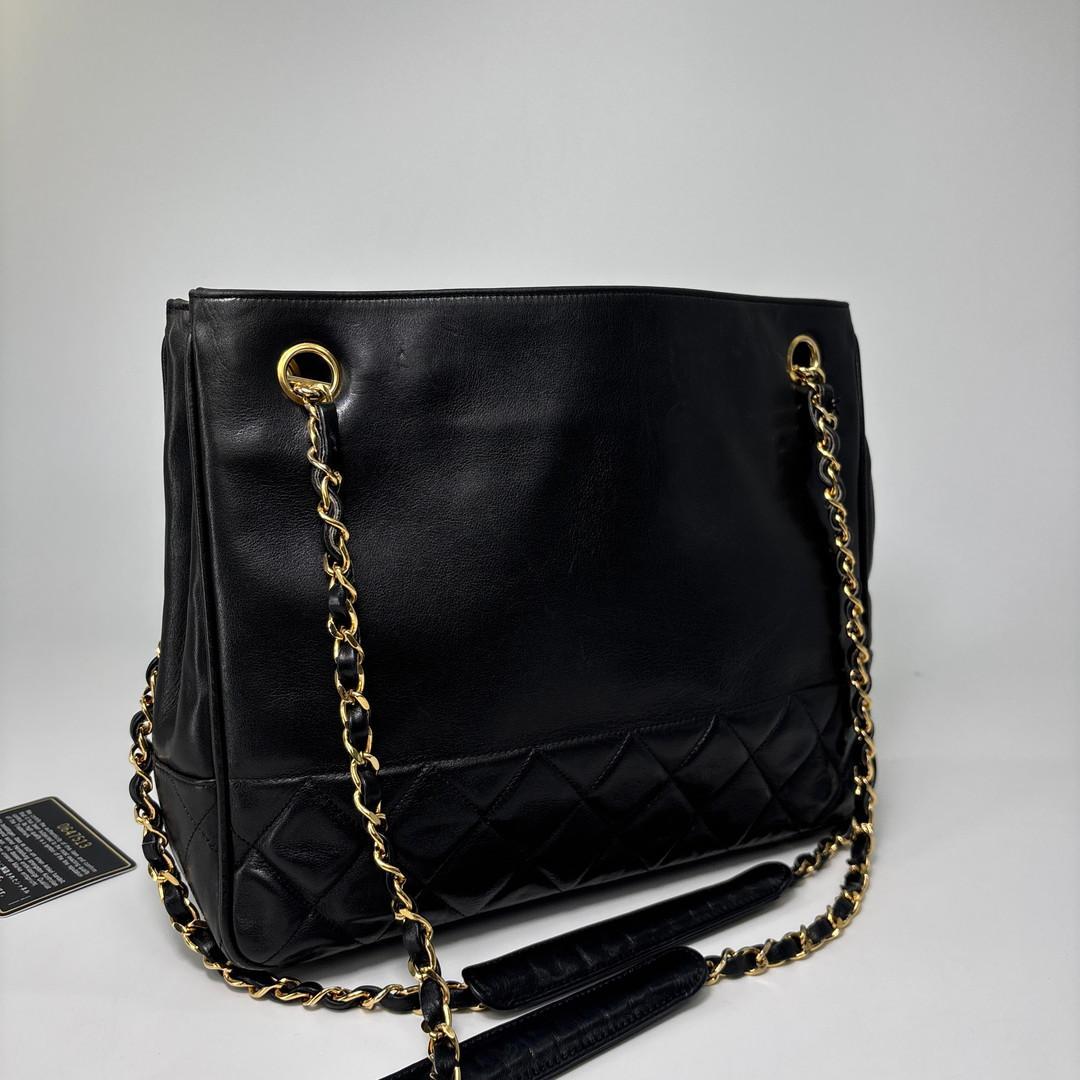 Chanel Lambskin Shoulder Bag Gold Black — view 3