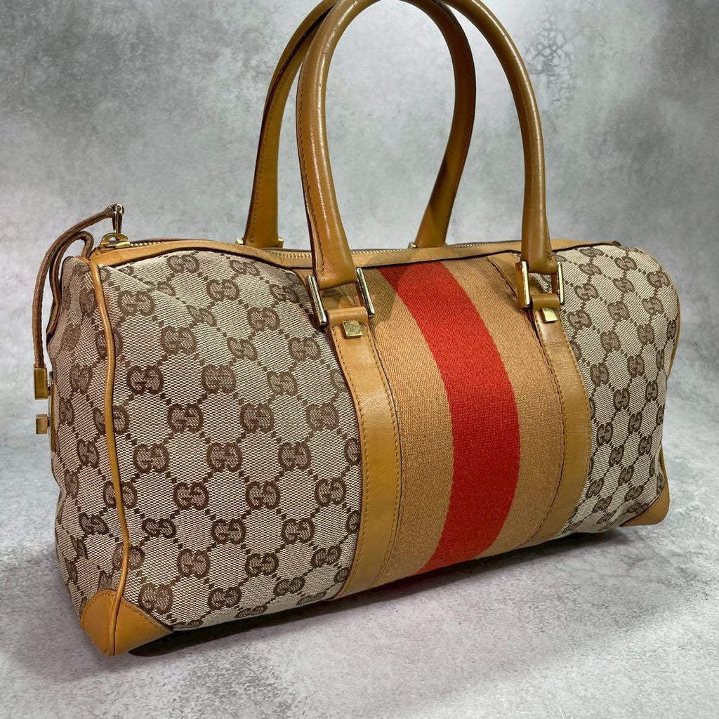 Gucci GG Sherry Line Boston Bag Beige Yellow