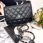 Chanel Chain Wallet Caviar Leather Black Shoulder Bag