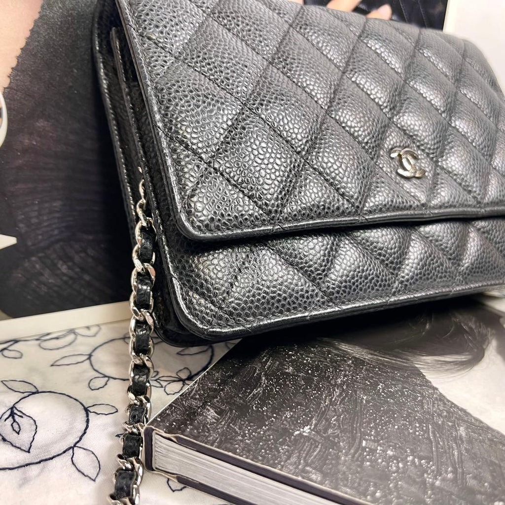 Chanel Chain Wallet Caviar Leather Black Shoulder Bag — view 5