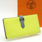Hermes Bearn Souffle Verso Wallet Blue Yellow