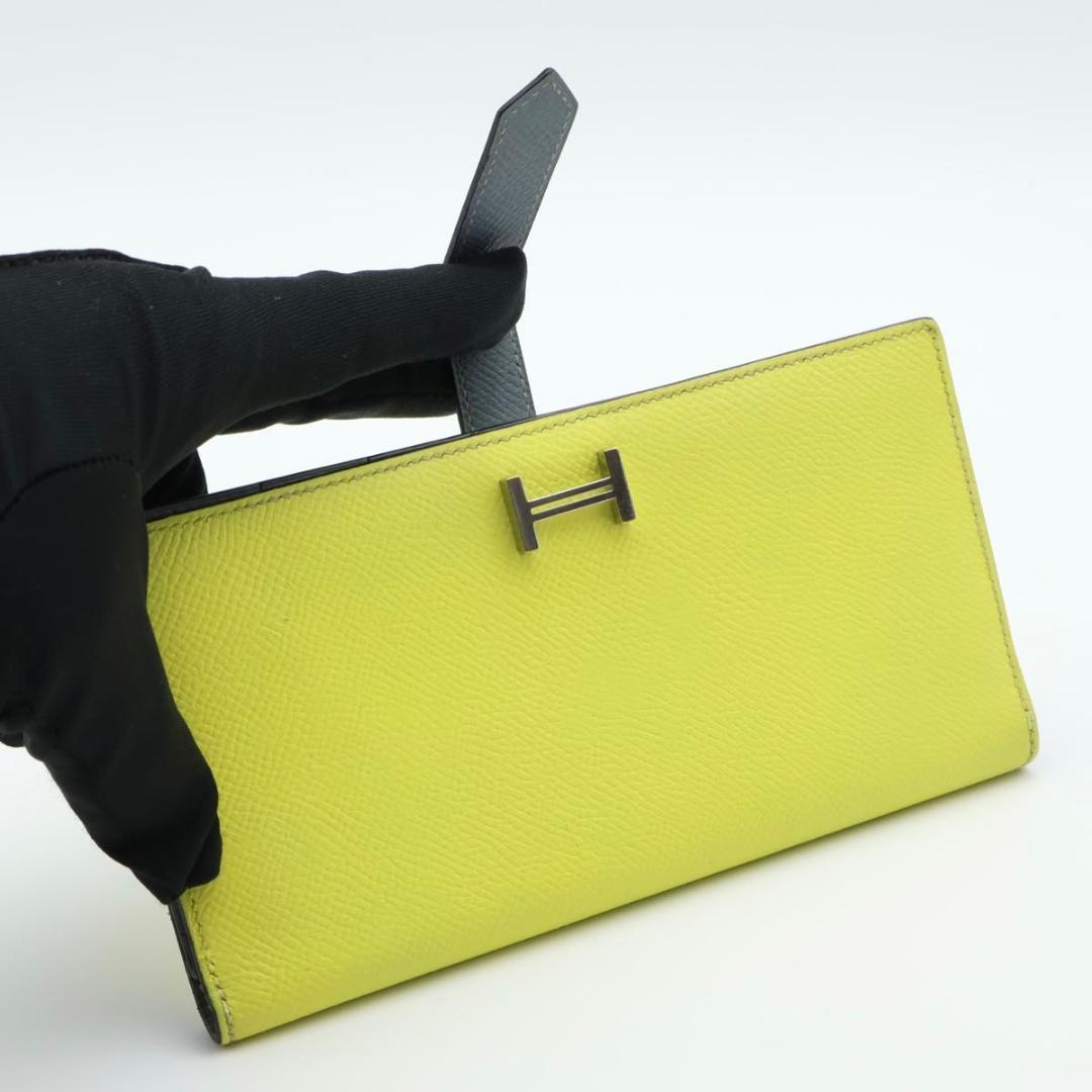 Hermes Bearn Souffle Verso Wallet Blue Yellow — view 2