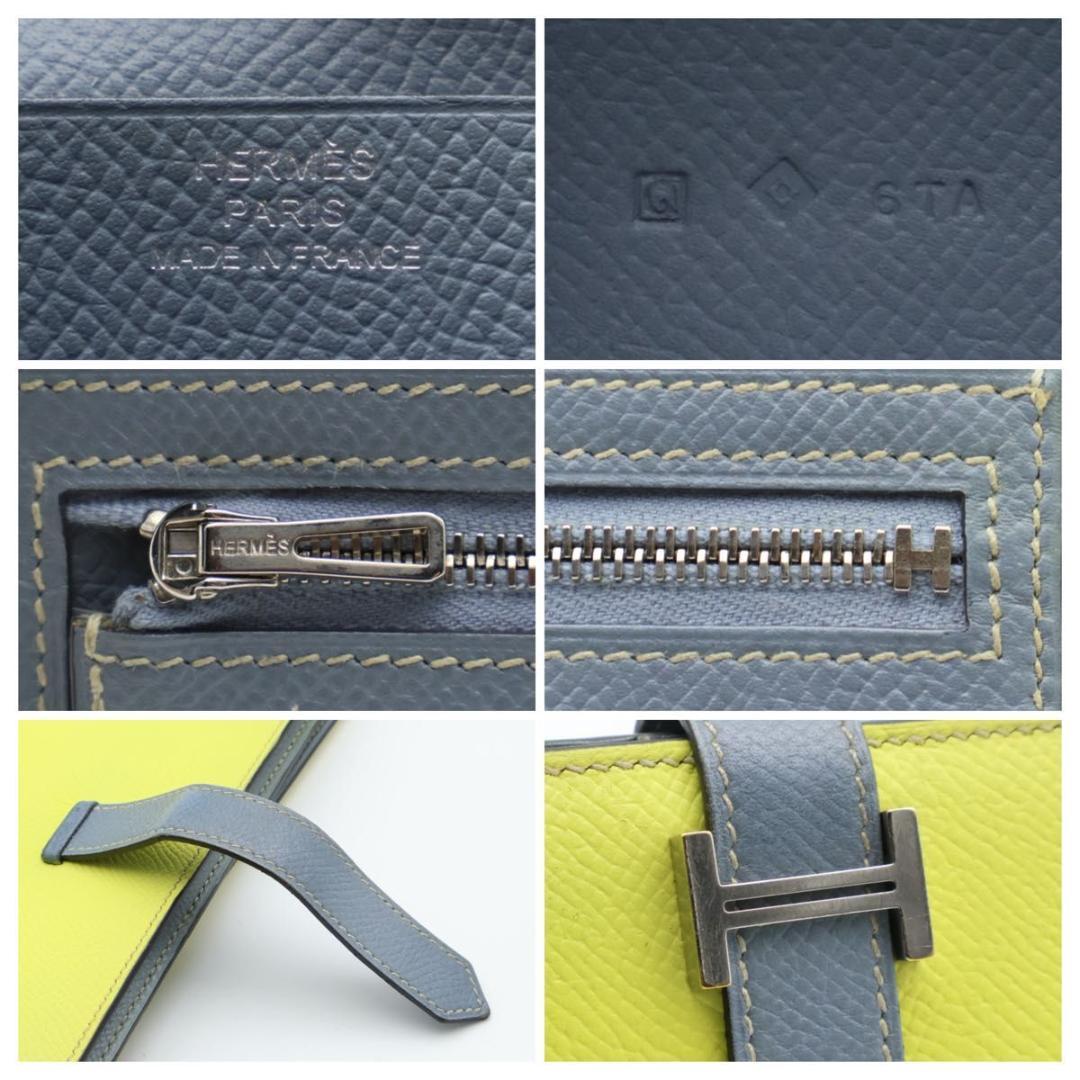 Hermes Bearn Souffle Verso Wallet Blue Yellow — view 7