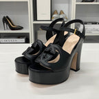 Gucci Leather Interlocking Platform Sandals — view 3