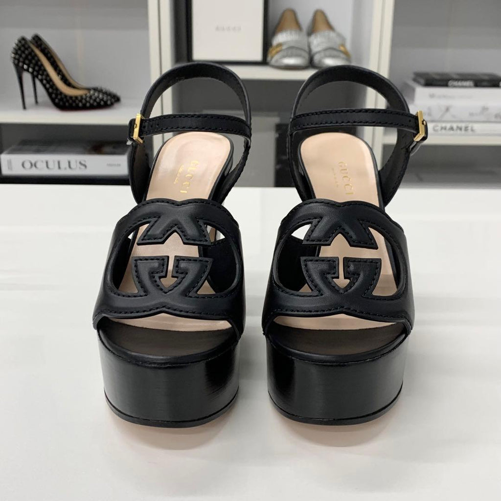 Gucci Leather Interlocking Platform Sandals — view 4