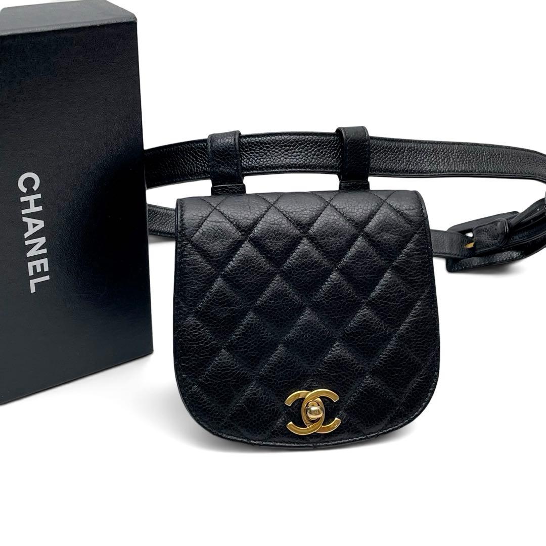 Chanel Caviar Leather Quilted Waist Belt Bag Black