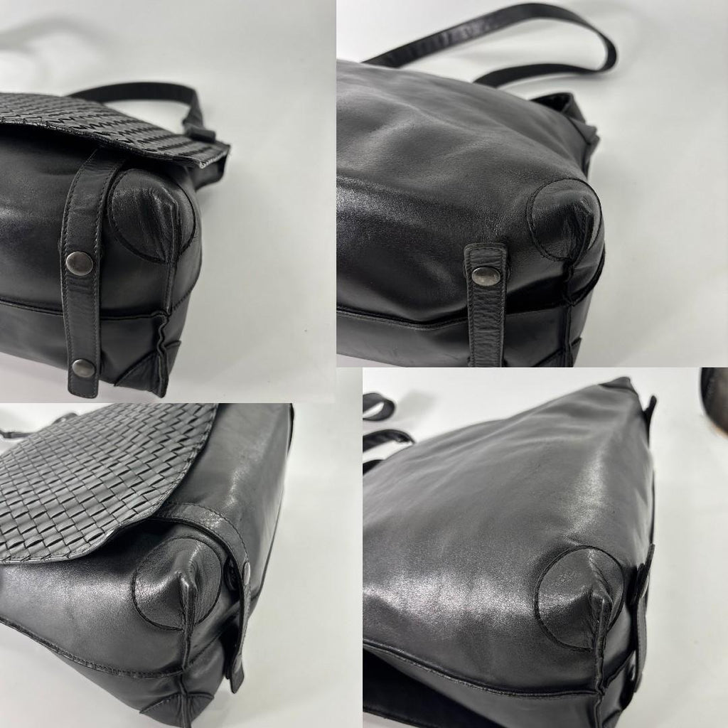Bottega Veneta Super Shoulder Bag Leather Intrecciato Black — view 8