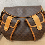 Celine Macadam Shoulder Bag Leather Brown Pocket — view 2