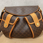 Celine Macadam Shoulder Bag Leather Brown Pocket — view 3