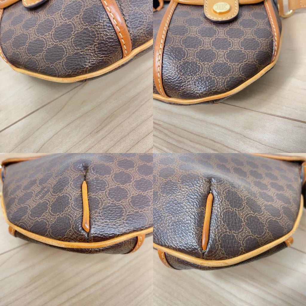 Celine Macadam Shoulder Bag Leather Brown Pocket — view 7