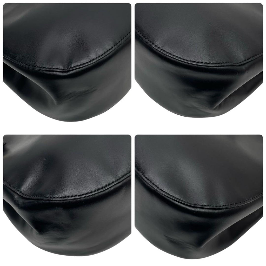 Celine Logo Leather Shoulder Tote Gold Black — view 6