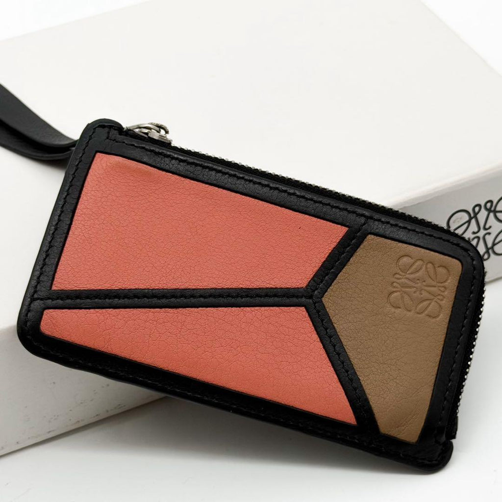 Loewe Puzzle Fragment Case Orange Beige Compact Anagram Card Holder