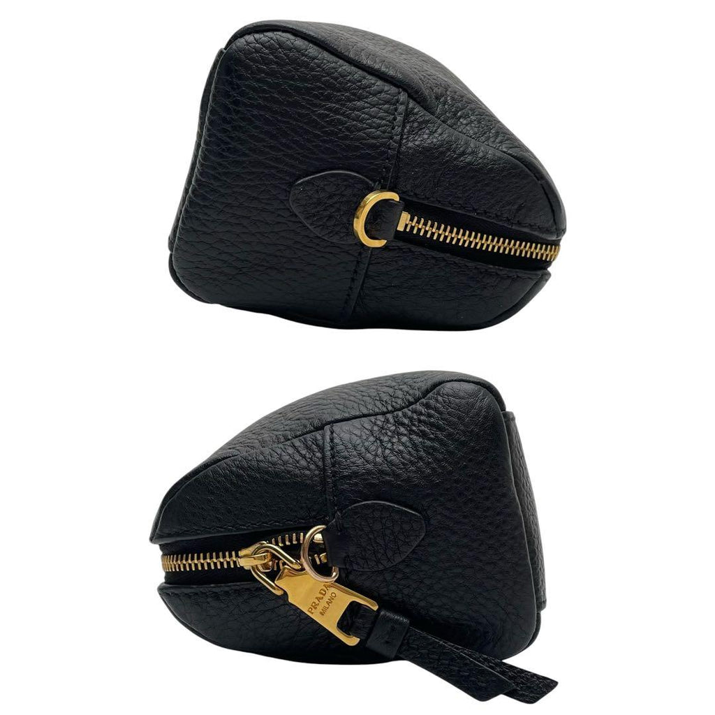 Prada Vitello Leather Chain Shoulder Bag Black
