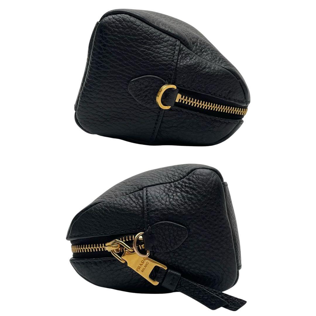 Prada Vitello Leather Chain Shoulder Bag Black