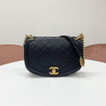 Chanel Quilted Turnlock CC Logo Lambskin Shoulder