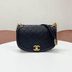 Chanel Quilted Turnlock CC Logo Lambskin Shoulder