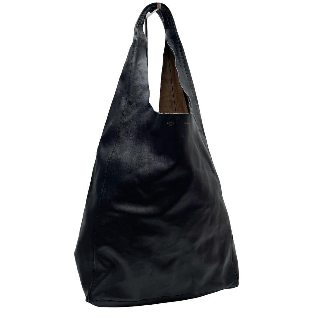 Celine Leather Shoulder Tote Cabas Black