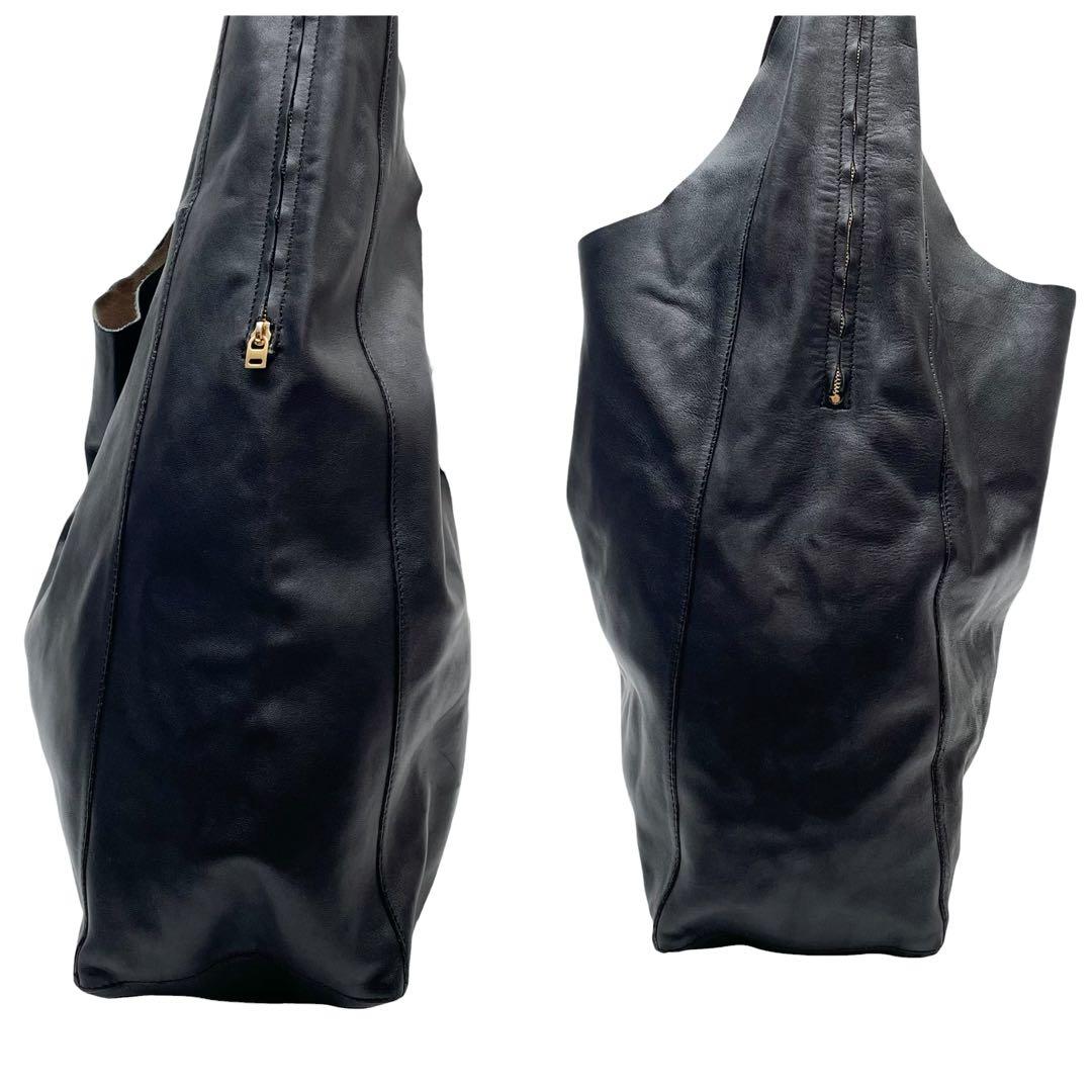 Celine Leather Shoulder Tote Cabas Black — view 3