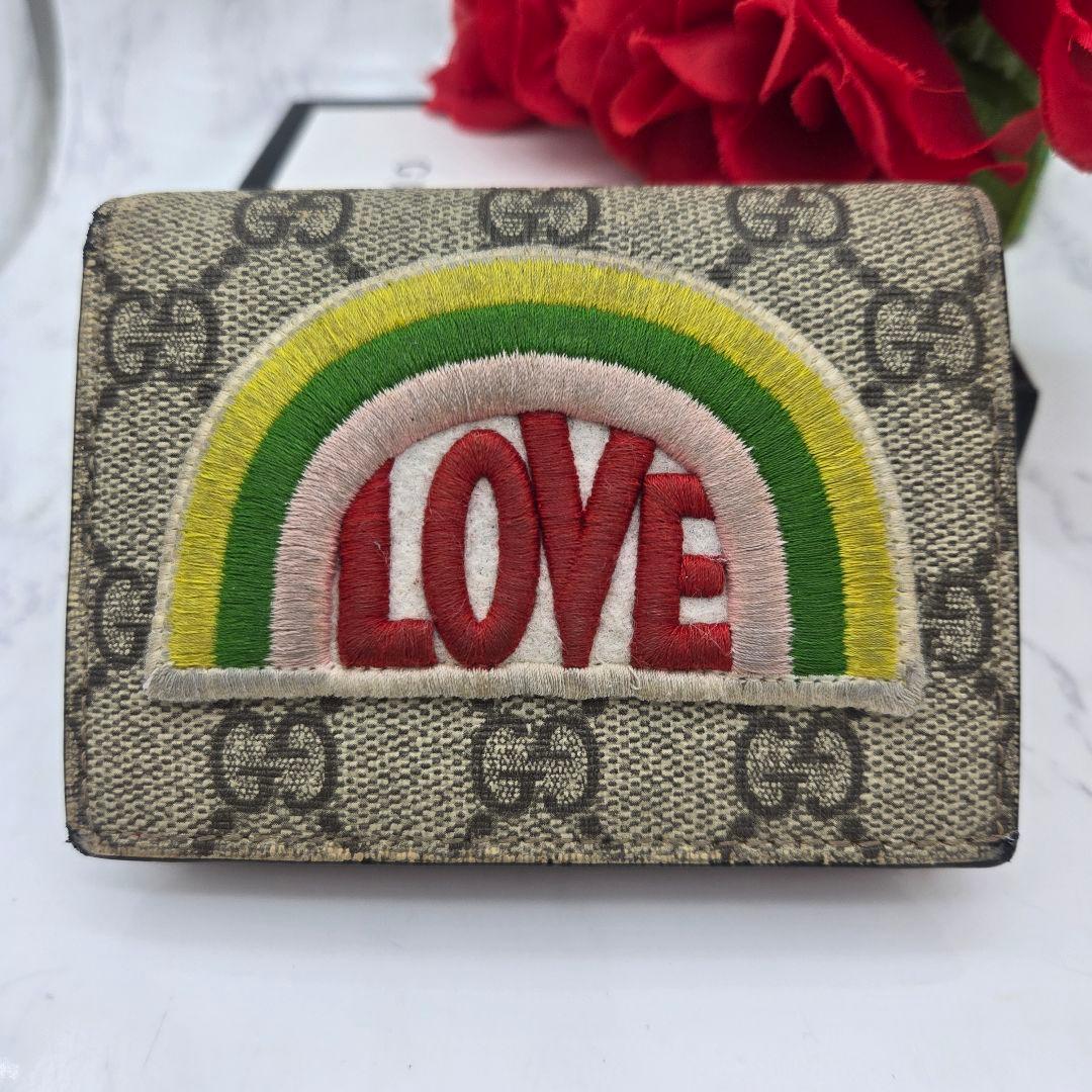 Gucci Fold Wallet Love Rainbow GG Supreme