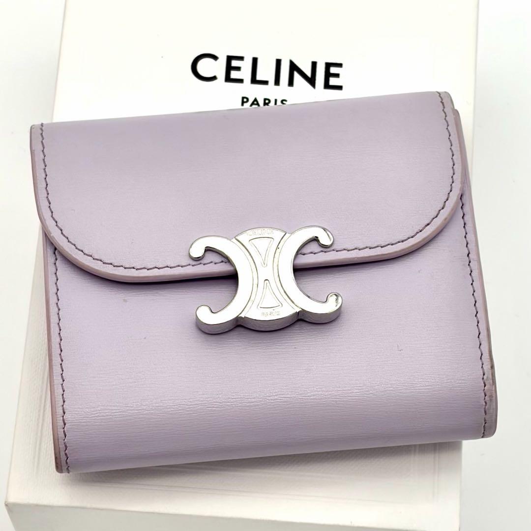 Celine Wallet Small Flap Triomphe Purple
