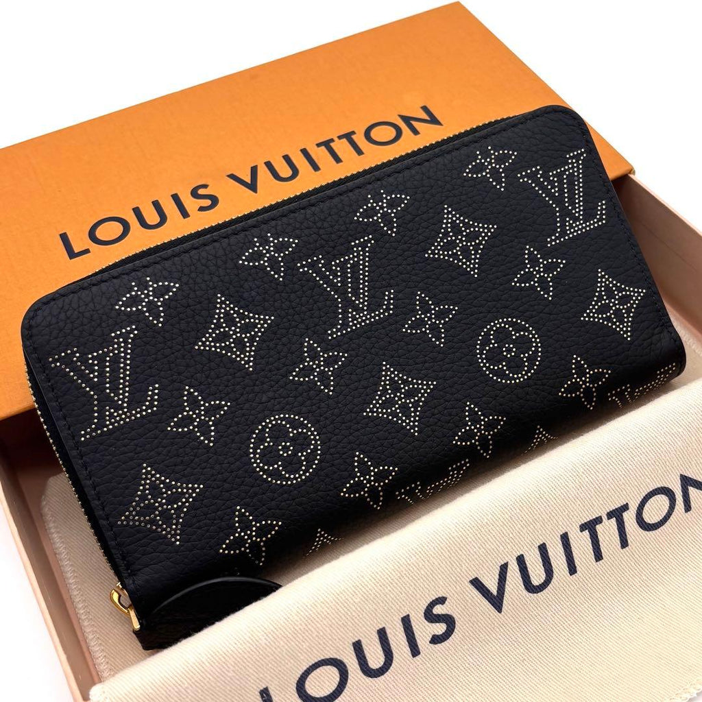 Louis Vuitton Mahina Zippy Wallet Zip Around Noir Gold