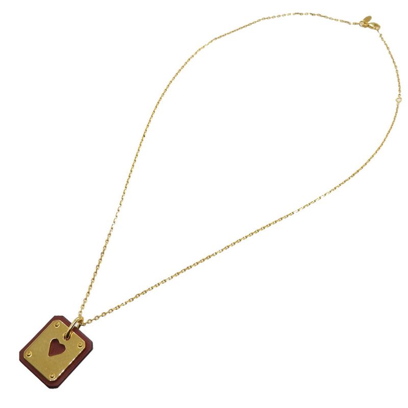 Hermes As De Coeur PM Heart Vorsift Gold Hardware Engraved Z Necklace — view 3