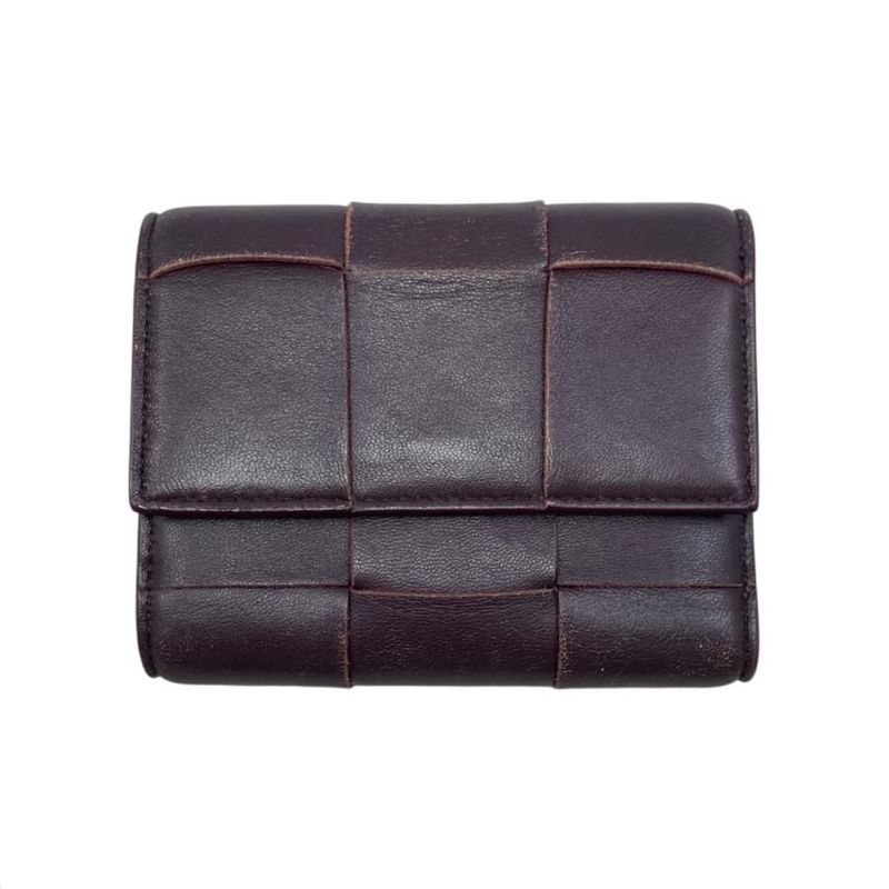 Bottega Veneta Trifold Wallet Maxi Intrecciato Leather Purple — view 2