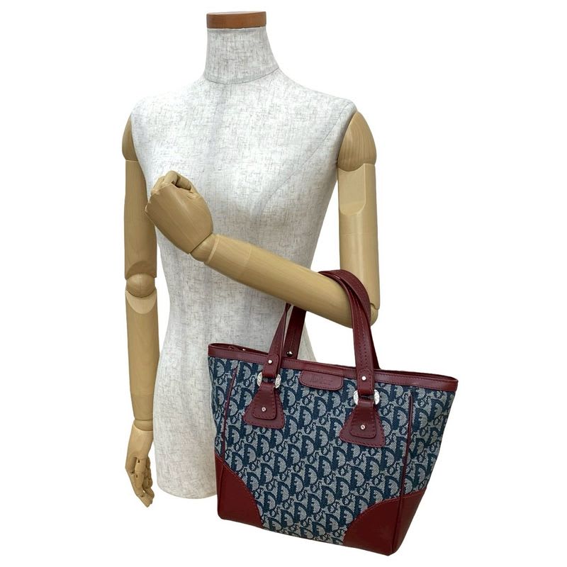 Christian Dior Trotter Pattern Canvas Leather Tote Bag