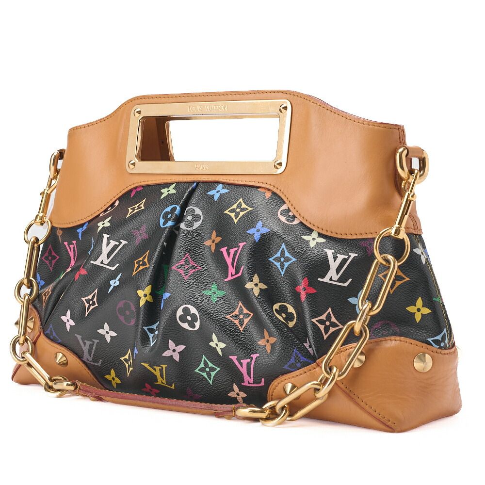 Louis Vuitton Monogram Multicolor Judy MM 2-Way Handbag Noir Black — view 3