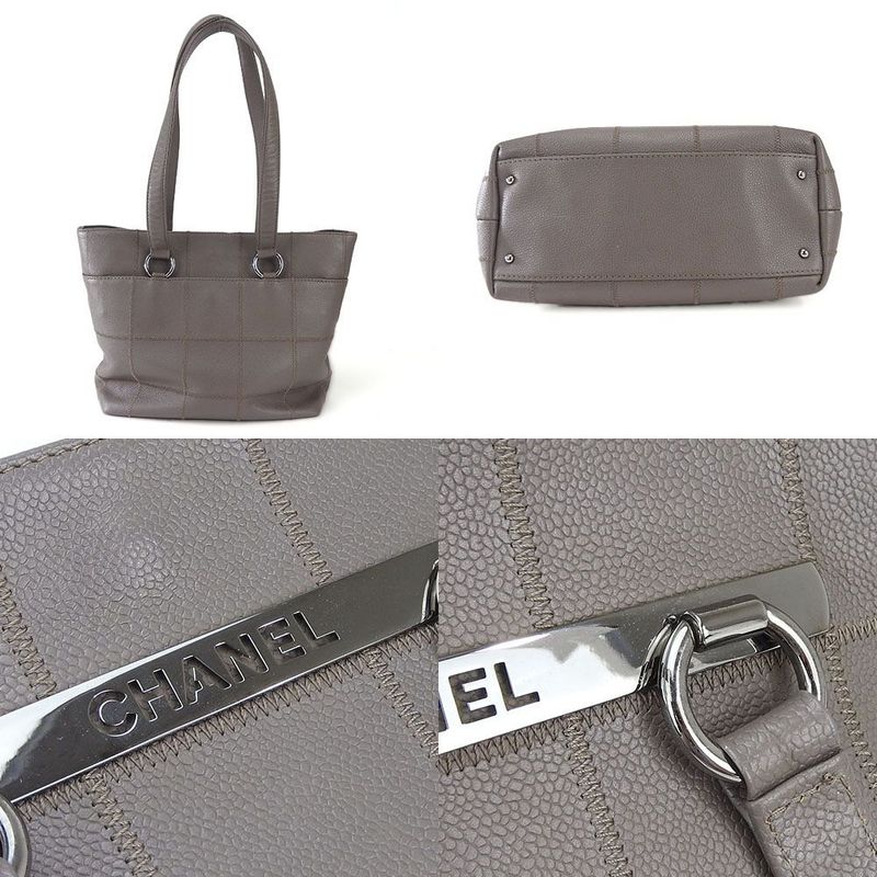 Chanel Tote Bag Chocobar 9 th Soft Caviar Leather Greyish Silver Hardware — view 3