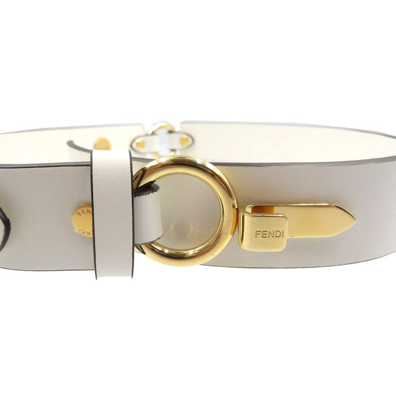 Versace Fendace Fendi 8 C0662 Leather Metal White Gold Belt 1891 — view 5