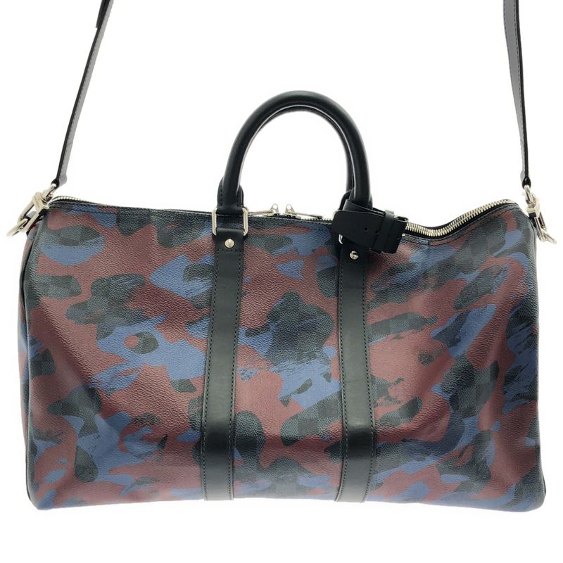 Louis Vuitton Du1176 Damier Camouflage Keepall Bandouliere 45 Boston Bag Blue — view 4