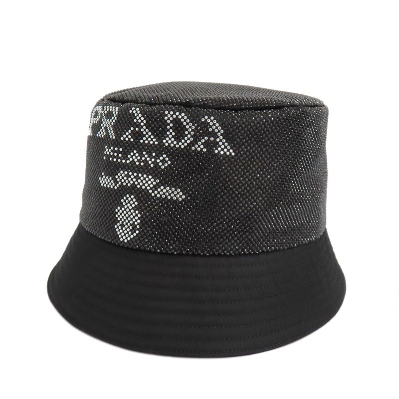 Prada Re-nylon Bucket Hat Black Studded Logo 2 Hc137 D0 S M Size — view 2