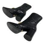 Gucci Boots Short Shoes Leather Black Gold Chain Belt — view 7