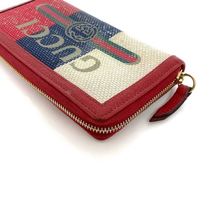 Gucci Round Zipper Long Wallet Red Navy — view 4