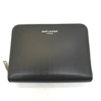 Saint Laurent Leather Logo Bifold Compact Wallet Zippy Gray — view 3