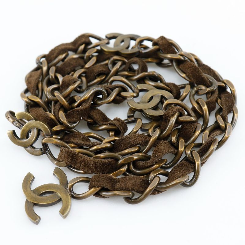 Chanel Chain Belt Vintage Finish Coco Mark Gold Plated And Suede — view 4