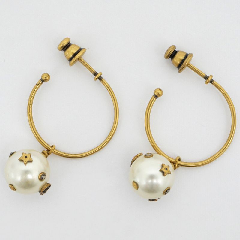Dior Hoop Earrings Faux Pearl Accessories — view 4