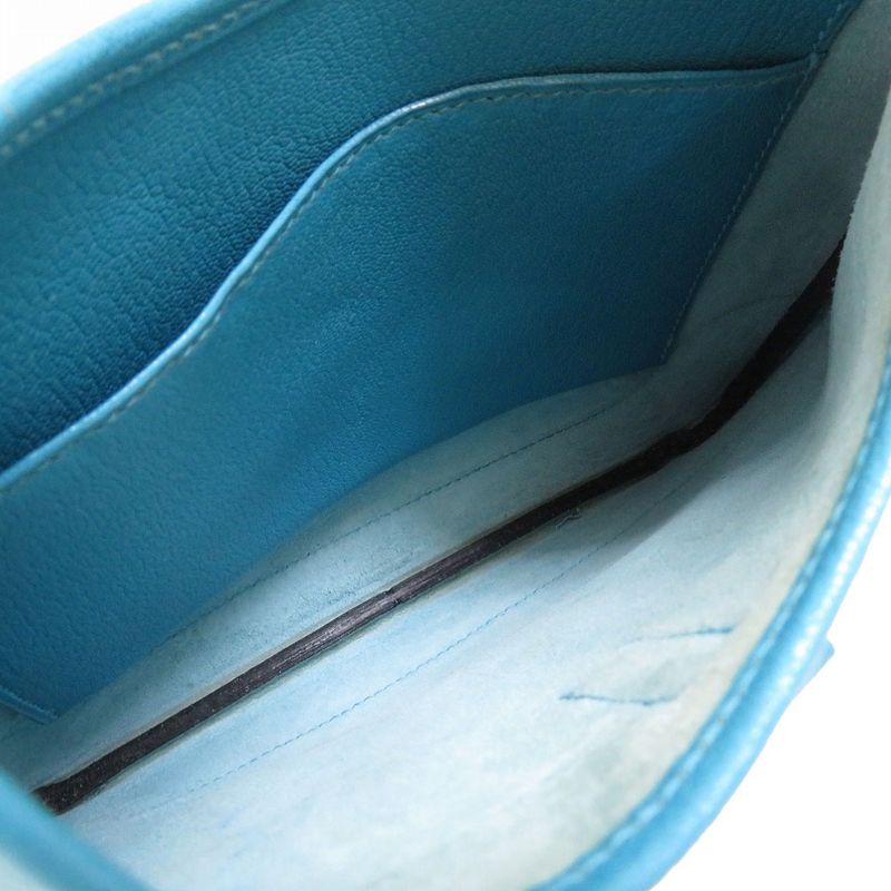 Hermes Trim 24 Chevre Turquoise Silver Hardware Shoulder Bag Blue — view 3