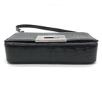 Gucci Croco Center Split Logo Shoulder Bag Black — view 3